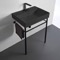 Small Black Console Sink, Modern, 24